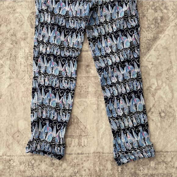 Lilly Pulitzer Taron Linen Pants Low Tide Sailboats Small Coastal Nautical - Picture 7 of 14